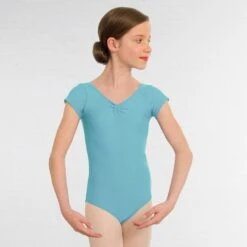 1st Position Alice Cap Sleeved Ruched Leotard (Matt Nylon) -Revolution Sale Store aqua q26 aq 3