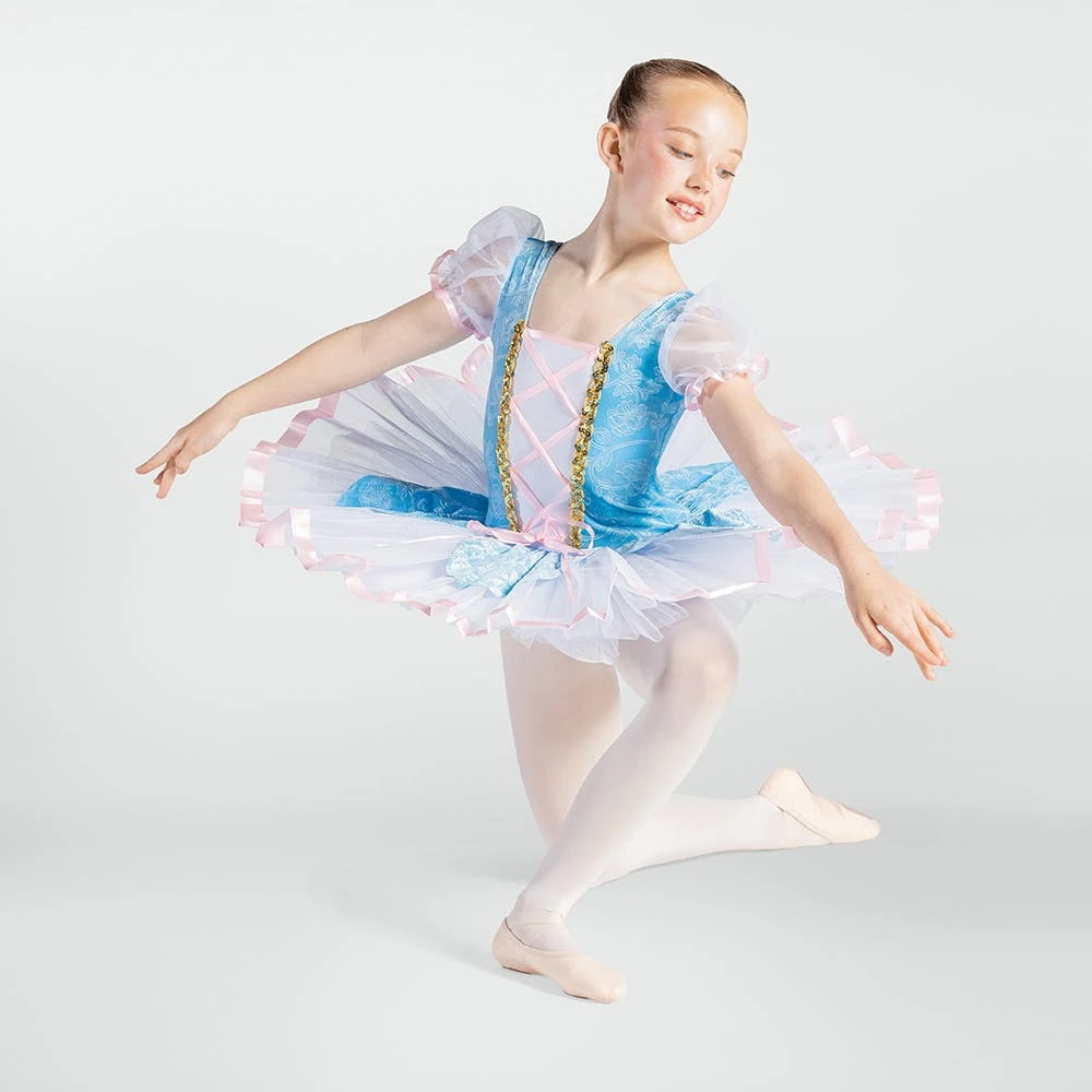 1st Position Floral Bodice Tutu With Ribbon Corset Blue 3 1st Position Floral Bodice Tutu With Ribbon Corset Blue - Image 3