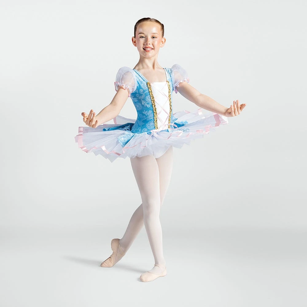 1st Position Floral Bodice Tutu With Ribbon Corset Blue 2 1st Position Floral Bodice Tutu With Ribbon Corset Blue - Image 2