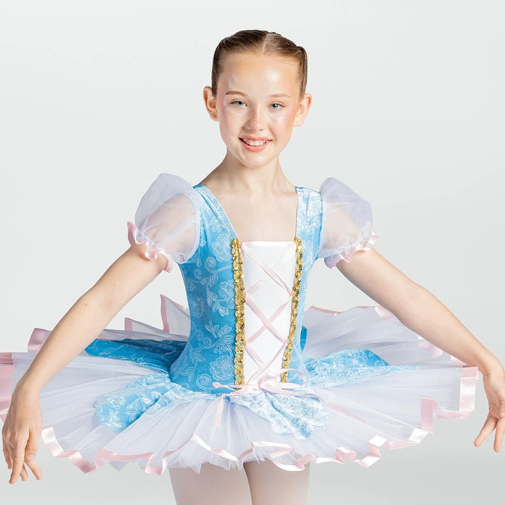 1st Position Floral Bodice Tutu With Ribbon Corset Blue 1 1st Position Floral Bodice Tutu With Ribbon Corset Blue