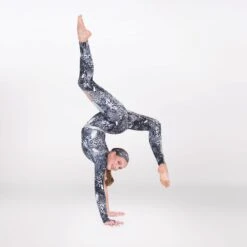 1st Position Cutaway Contrasting Panelled One Shoulder Catsuit -Revolution Sale Store fpc23037 silver oct2024 001 1