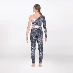 1st Position Cutaway Contrasting Panelled One Shoulder Catsuit -Revolution Sale Store fpc23037 silver oct2024 009 1