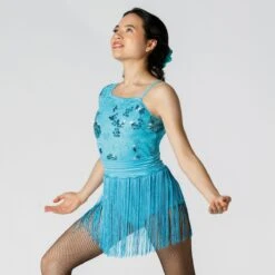 1st Position Sequinned Bodice Leotard With Fringe Skirt