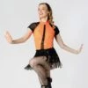 1st Position Sequinned Leotard With Cutaway Back And Separate Sequinned Fringe Skirt -Revolution Sale Store fpc23054 neonamberblack 1