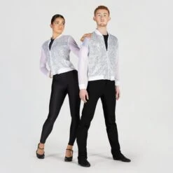 1st Position Sequin Bomber Jacket With Mesh Sleeves -Revolution Sale Store fpc24059 2024 006 silver