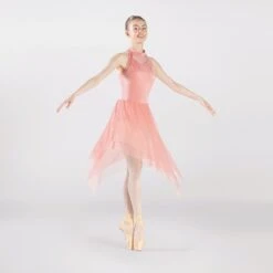 1st Position Asymmetrical Skirted Dress With Back Strap Detailing -Revolution Sale Store fpc25059a pink 004