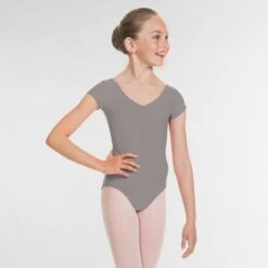 1st Position Alice Cap Sleeved Ruched Leotard (Matt Nylon) -Revolution Sale Store grey q26 gry 3