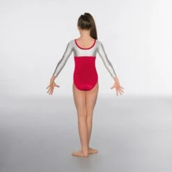 1st Position Alexa Velour Hologram Long Sleeved Leotard 36 1st Position Alexa Velour Hologram Long Sleeved Leotard -Revolution Sale Store red silver gym002 red back 1 1 6