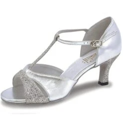Roch Valley Lucina Ladies Ballroom Glitter Shoe With T-Bar Straps 2.5 Inch Slim Flared Heel