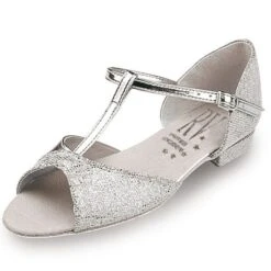 Roch Valley Stacey Ballroom Hologram Shoe With T-Bar Straps Low Heel